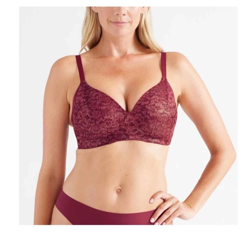 NWT Knix Lace WingWoman Contour Bra Red Velvet Lace Sz 4 Fits 32C 32D 34C 34D